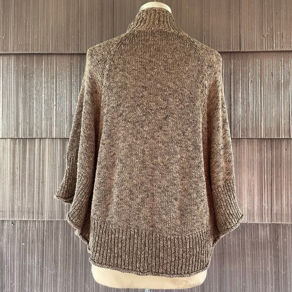 🔥Soft Surroundings Cotton Blend Brown Knitted Wrap Poncho Sweater Cardigan L-XL - Picture 4 of 13